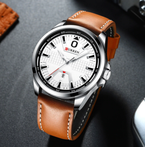 'Curren Archetype' Men's Brown Leather Analog Watch