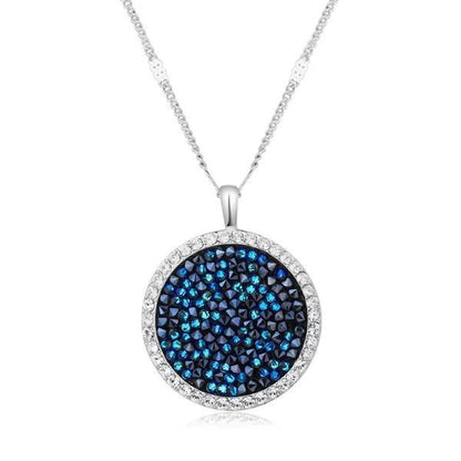 'Blue Druzy Bliss' Circular Pendant Necklace