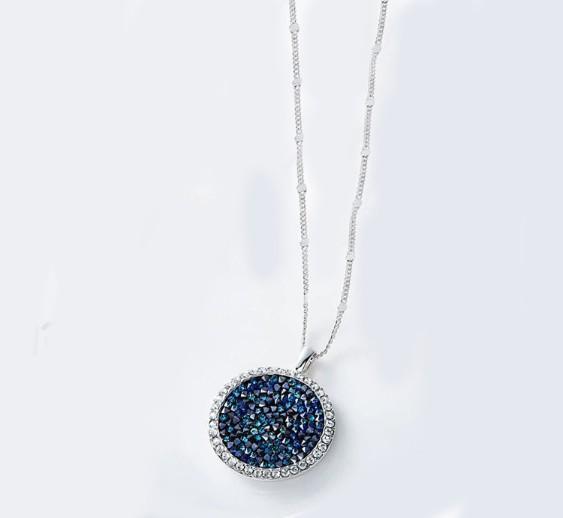 'Blue Druzy Bliss' Circular Pendant Necklace