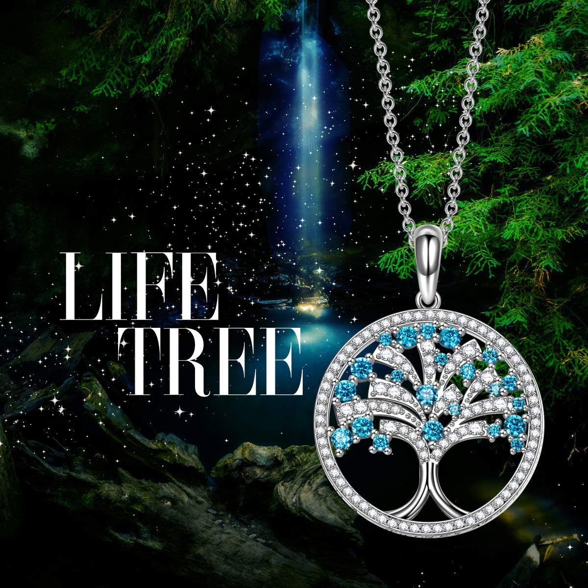 'Mother Nature's Tree of Life' Crystal Pendant Necklace