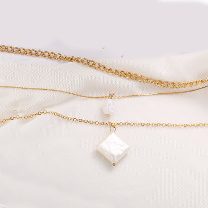 Elegant Trio: 18K Gold Plated Pearl Necklace Set