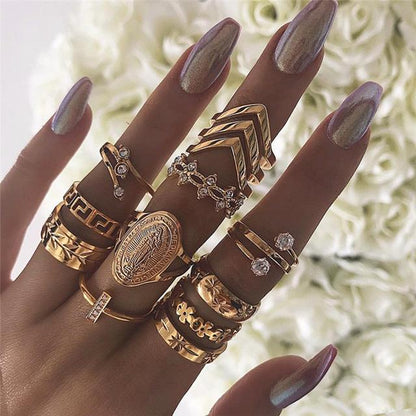 The 'Golden Medallion' 13 Piece Crystal Ring Set