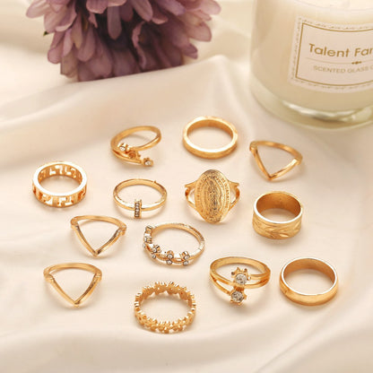 The 'Golden Medallion' 13 Piece Crystal Ring Set