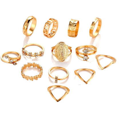 The 'Golden Medallion' 13 Piece Crystal Ring Set